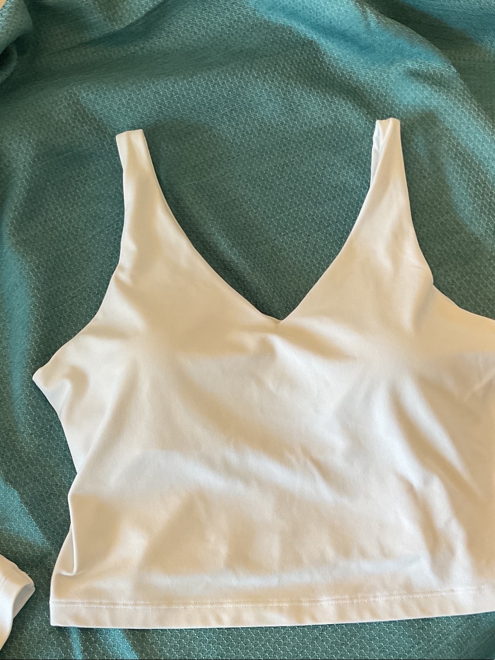 Women's White V-Neck Padded Sports Bra Crop Top
